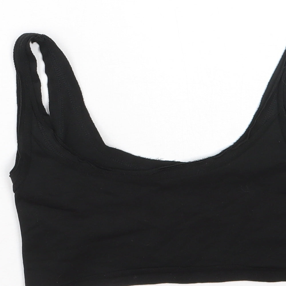 Shien Womens Black  Cotton Cropped Tank Size XS Scoop Neck