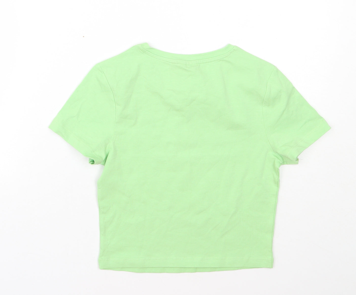 ASOS Womens Green  Cotton Basic T-Shirt Size 6 Round Neck - butterflies