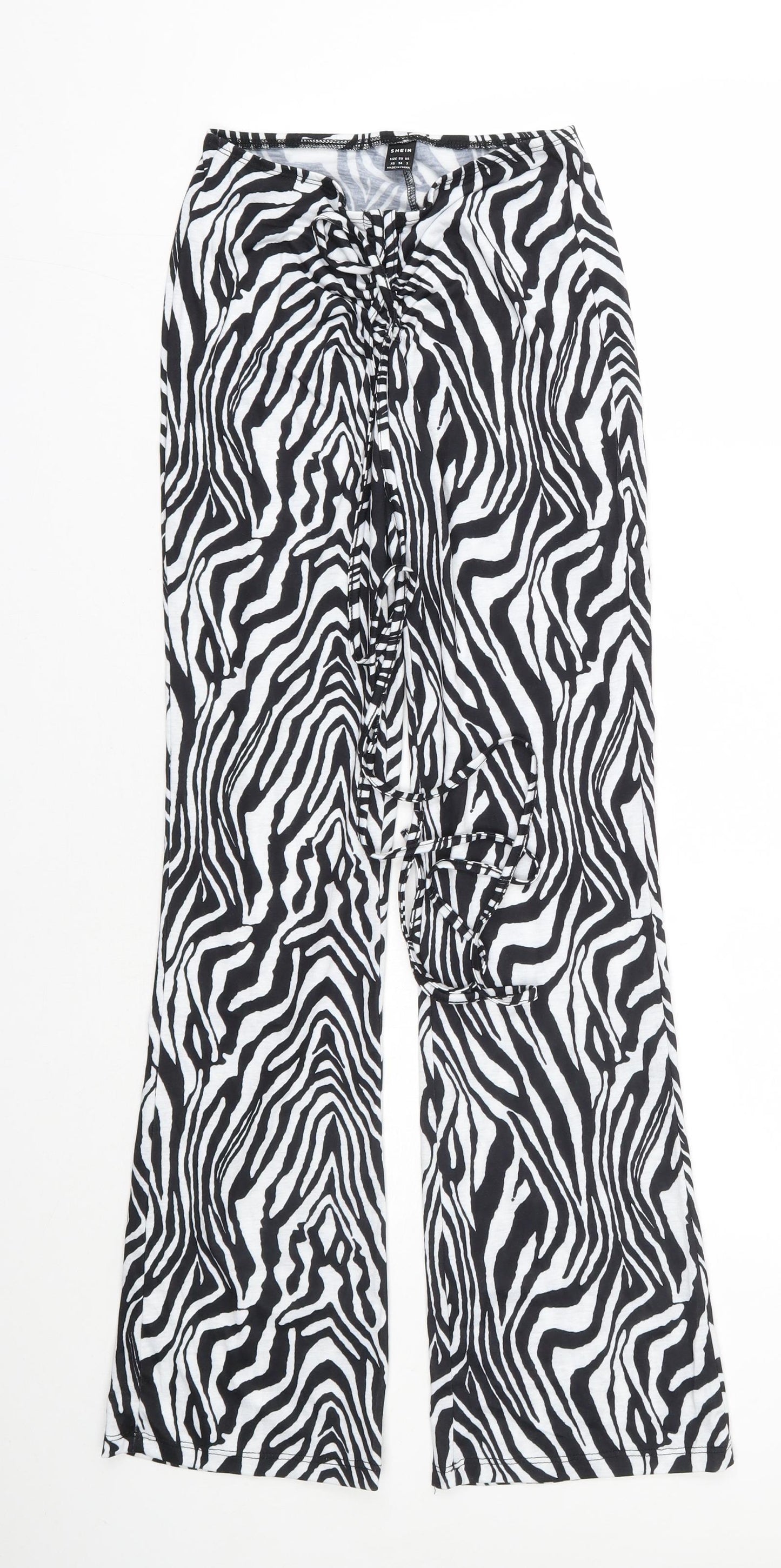 Shien Womens Black Animal Print Polyester Jogger Trousers Size XS L28 in Regular  - Zebra