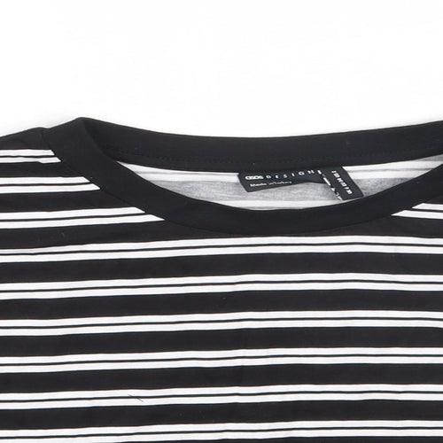 ASOS Womens Black Striped Cotton Cropped T-Shirt Size 6 Round Neck