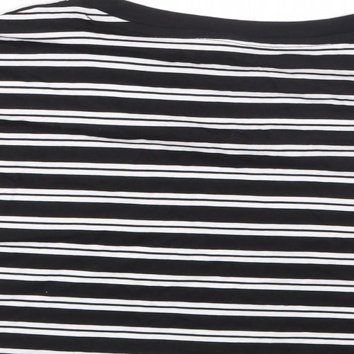 ASOS Womens Black Striped Cotton Cropped T-Shirt Size 6 Round Neck