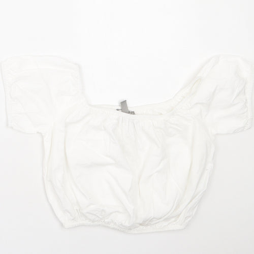 ASOS Womens White  Cotton Basic T-Shirt Size 6 Off the Shoulder