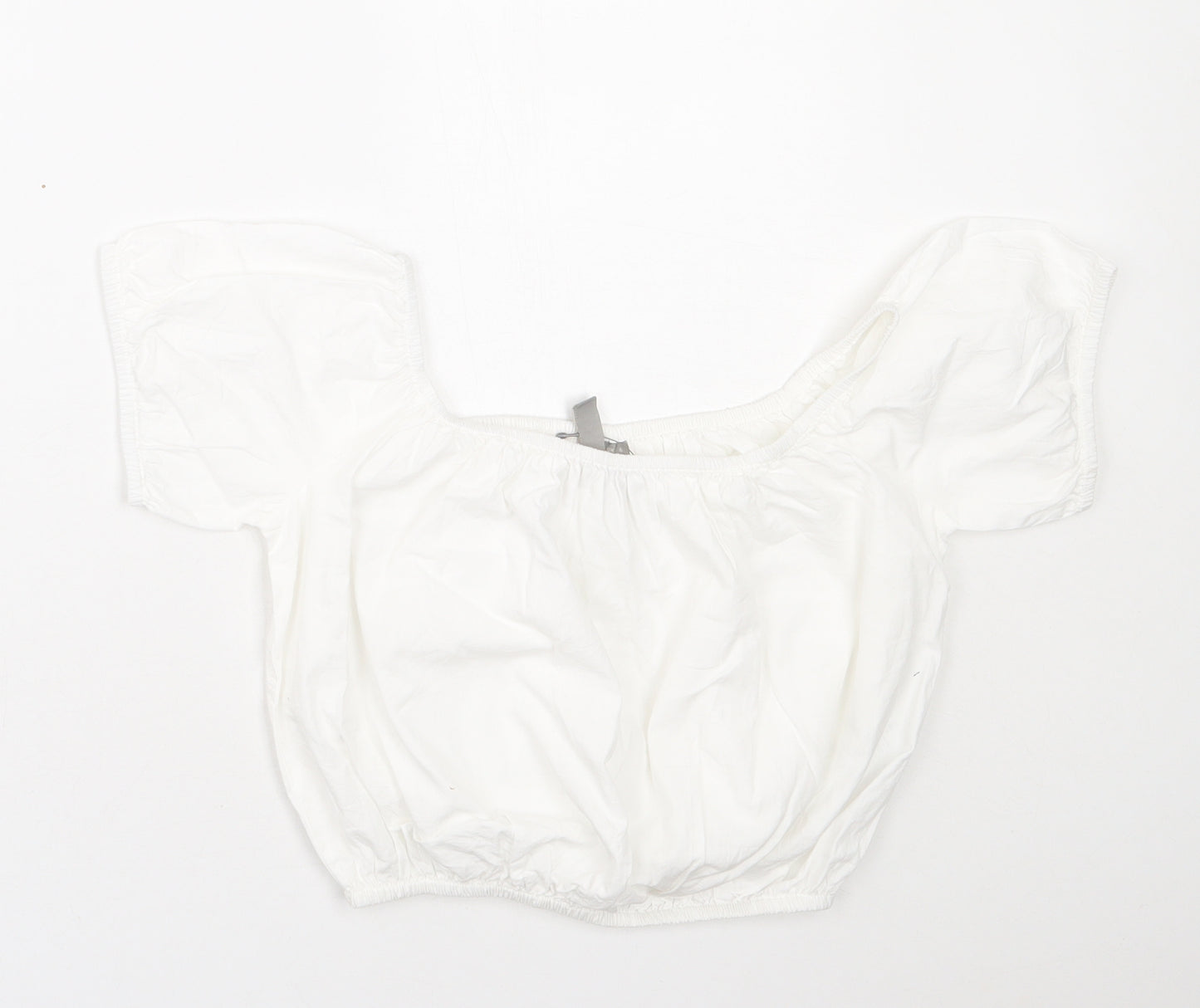 ASOS Womens White  Cotton Basic T-Shirt Size 6 Off the Shoulder