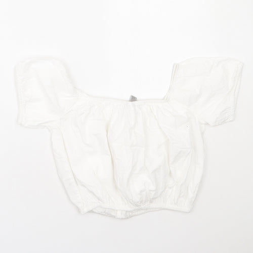 ASOS Womens White  Cotton Basic T-Shirt Size 6 Off the Shoulder
