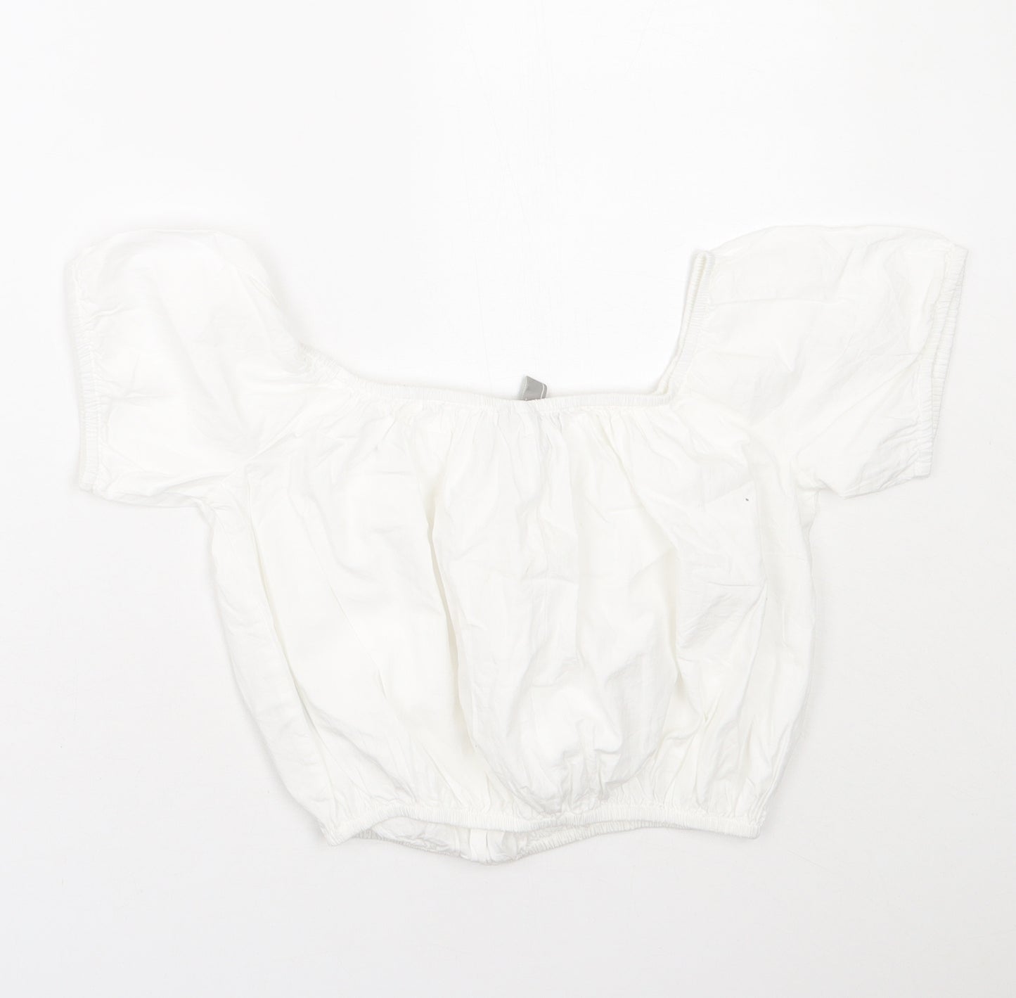 ASOS Womens White  Cotton Basic T-Shirt Size 6 Off the Shoulder