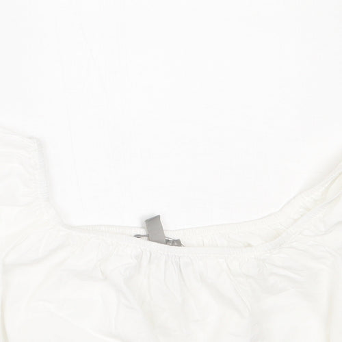 ASOS Womens White  Cotton Basic T-Shirt Size 6 Off the Shoulder