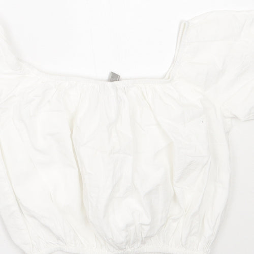 ASOS Womens White  Cotton Basic T-Shirt Size 6 Off the Shoulder