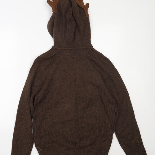 season greetings Womens Brown  Cotton Pullover Hoodie Size M   - Reindeer