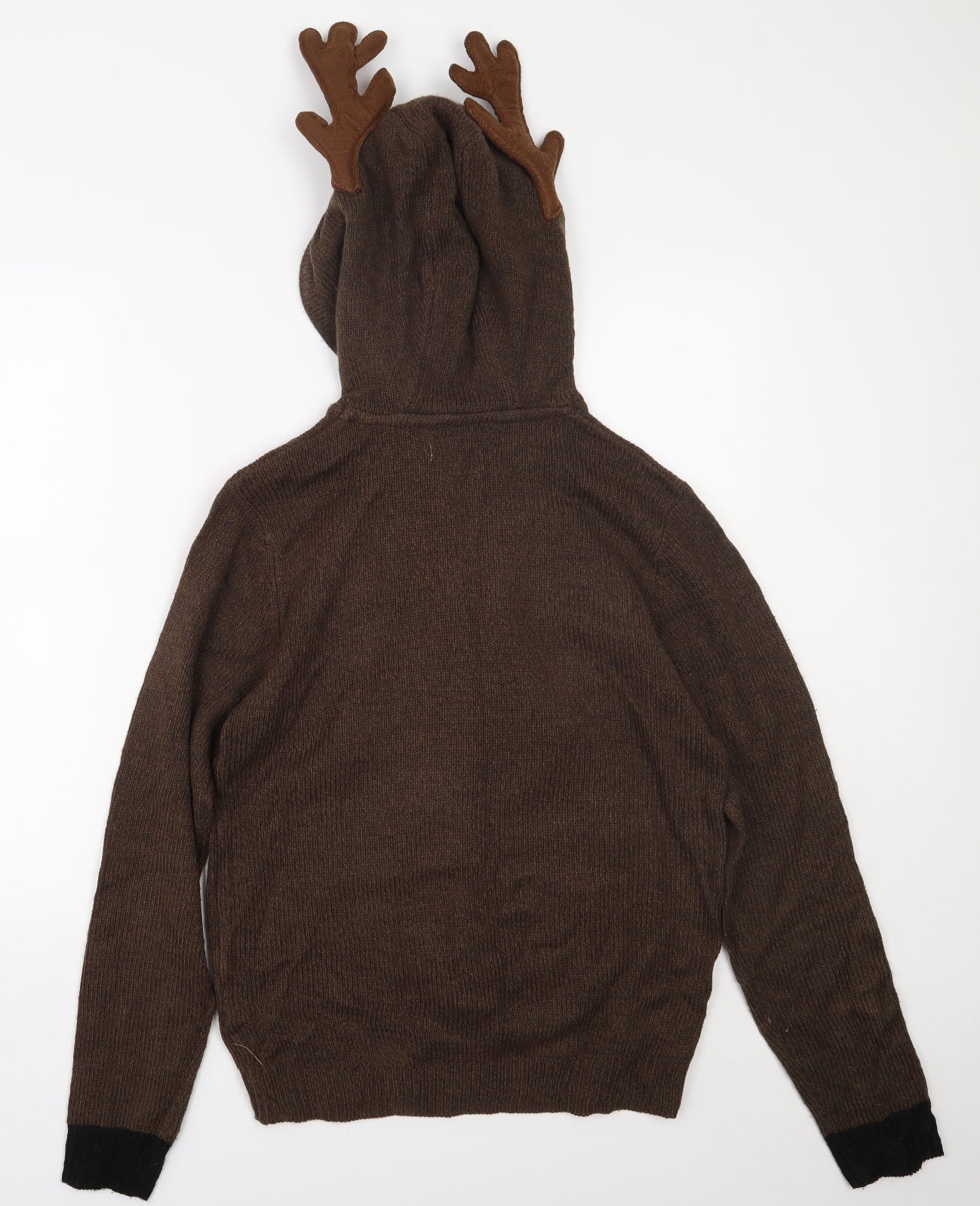 season greetings Womens Brown  Cotton Pullover Hoodie Size M   - Reindeer