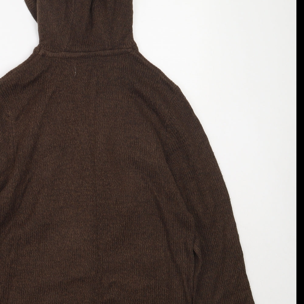 season greetings Womens Brown  Cotton Pullover Hoodie Size M   - Reindeer