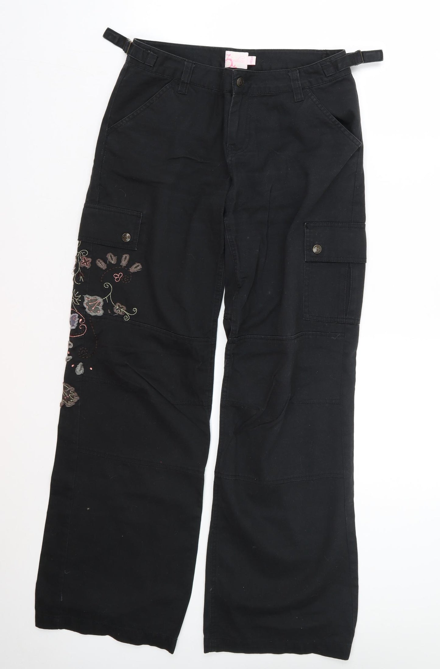 Seduce Womens Black  Cotton Carpenter Trousers Size 10 L29 in Regular
