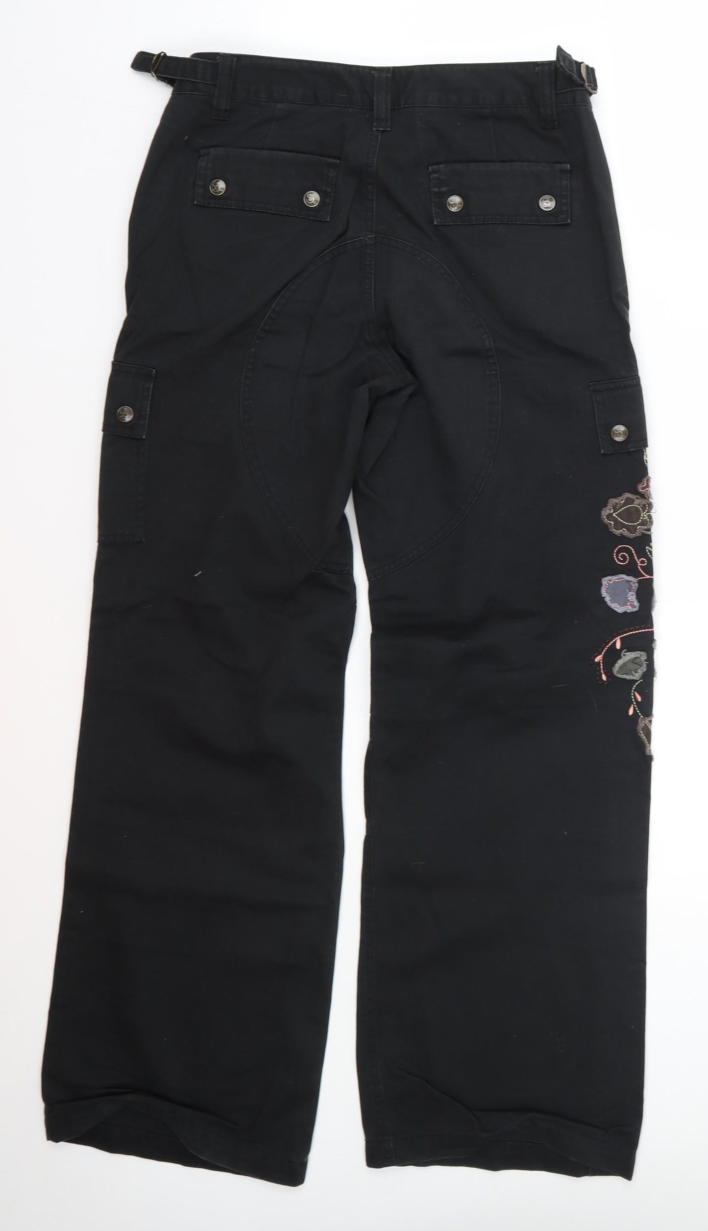 Seduce Womens Black  Cotton Carpenter Trousers Size 10 L29 in Regular
