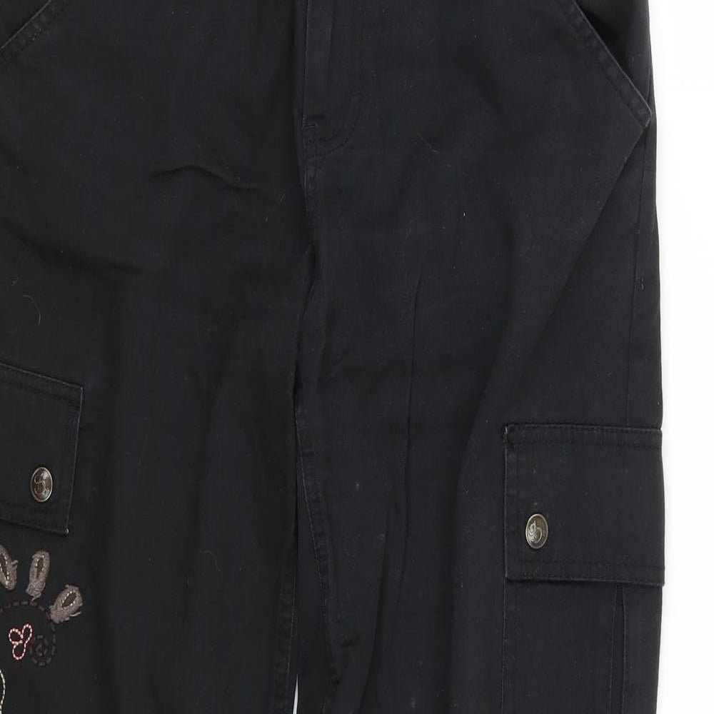 Seduce Womens Black  Cotton Carpenter Trousers Size 10 L29 in Regular
