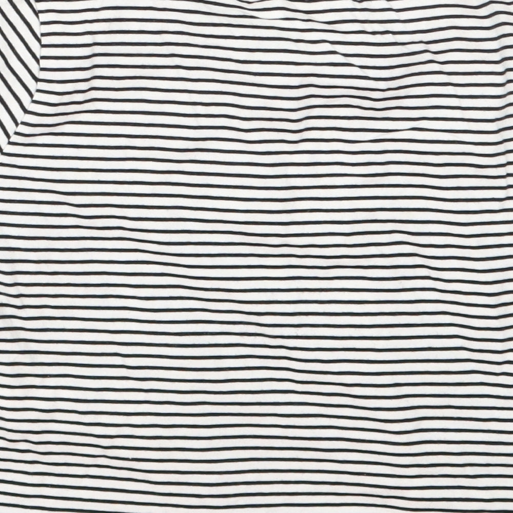 River Island Womens White Striped Cotton Basic T-Shirt Size 10 Round Neck