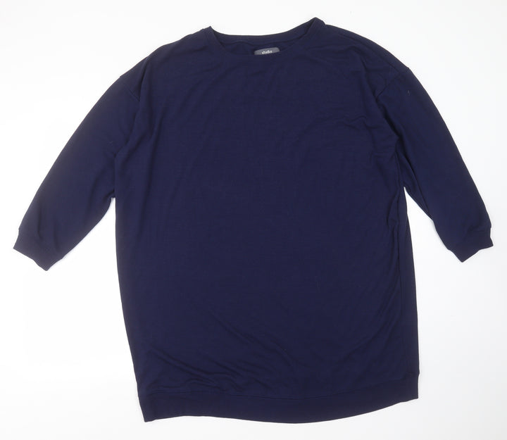 Studio Womens Blue Round Neck Polyester Pullover Jumper Size 12