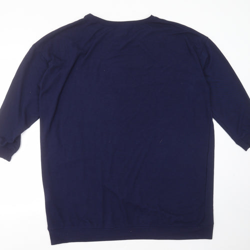 Studio Womens Blue Round Neck  Polyester Pullover Jumper Size 12