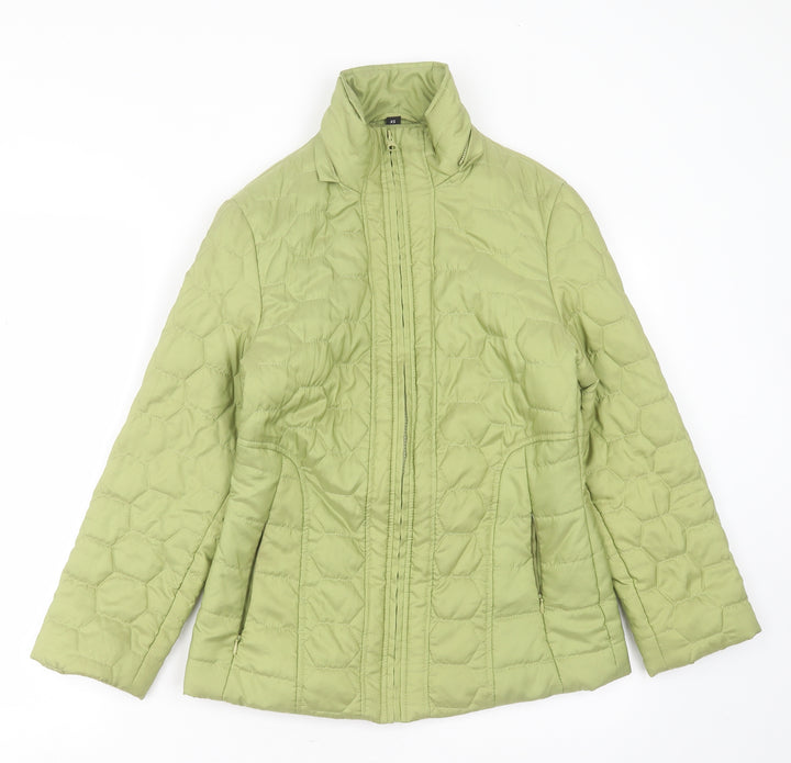 the four seasons london Womens Green Geometric  Quilted Jacket Size XS  Zip