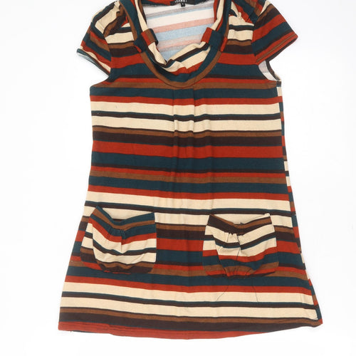IZABEL Womens Multicoloured Round Neck Striped Polyester Pullover Jumper Size S