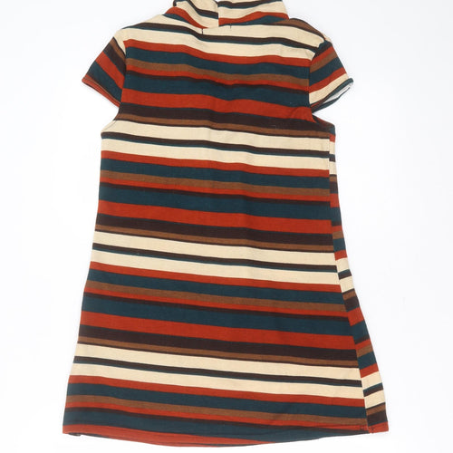 IZABEL Womens Multicoloured Round Neck Striped Polyester Pullover Jumper Size S
