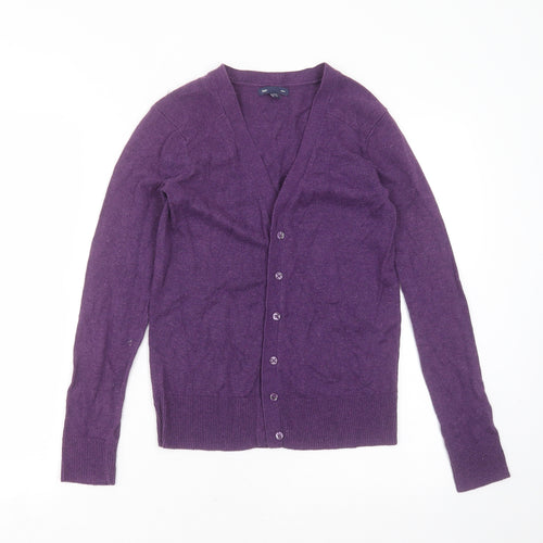 Gap Womens Purple V-Neck  Cotton Cardigan Jumper Size XS