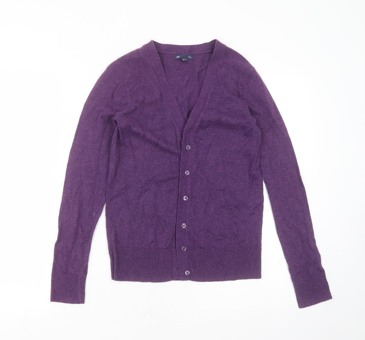 Gap Womens Purple V-Neck Cotton Cardigan Jumper Size XS