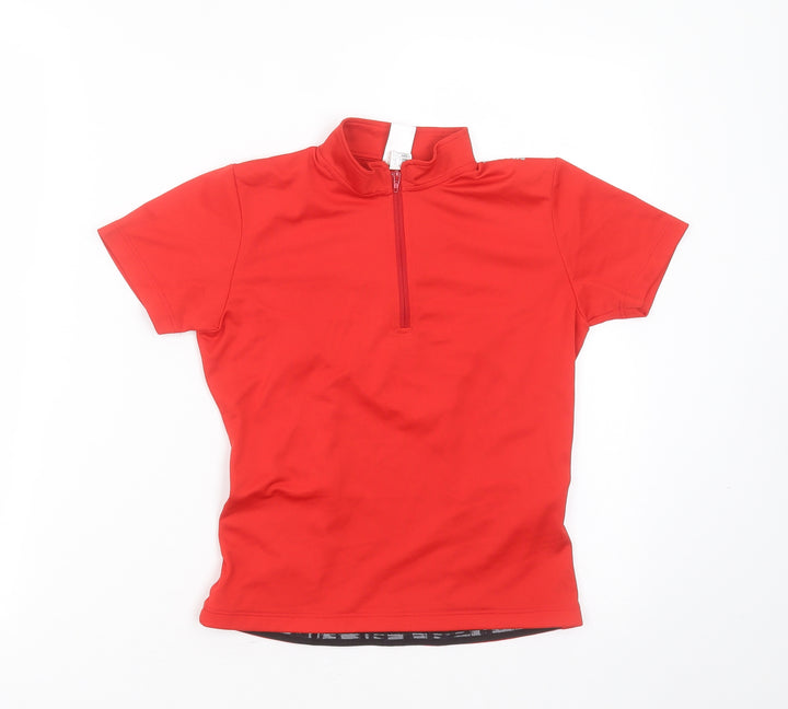 oxylane Boys Red  Polyester Basic T-Shirt Size 8 Years Round Neck  - active wear