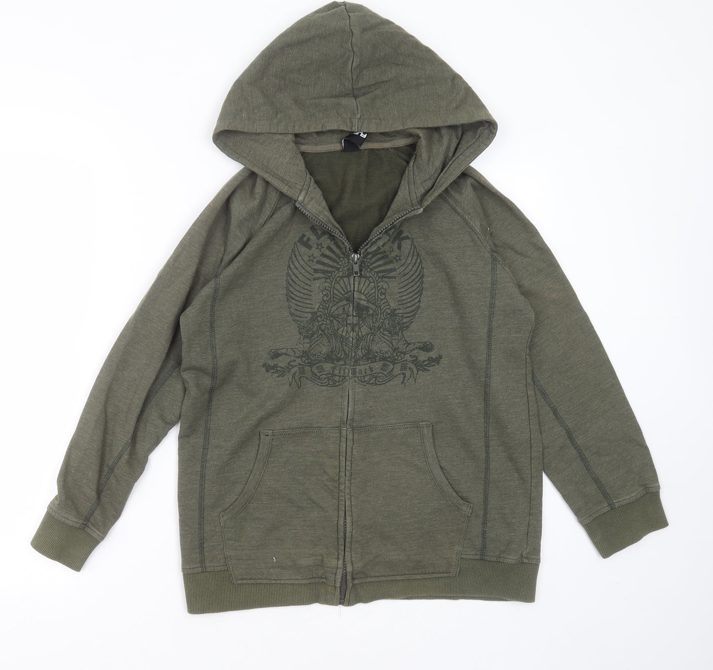 BACKFLIP Boys Green  Cotton Full Zip Hoodie Size 11-12 Years  Zip