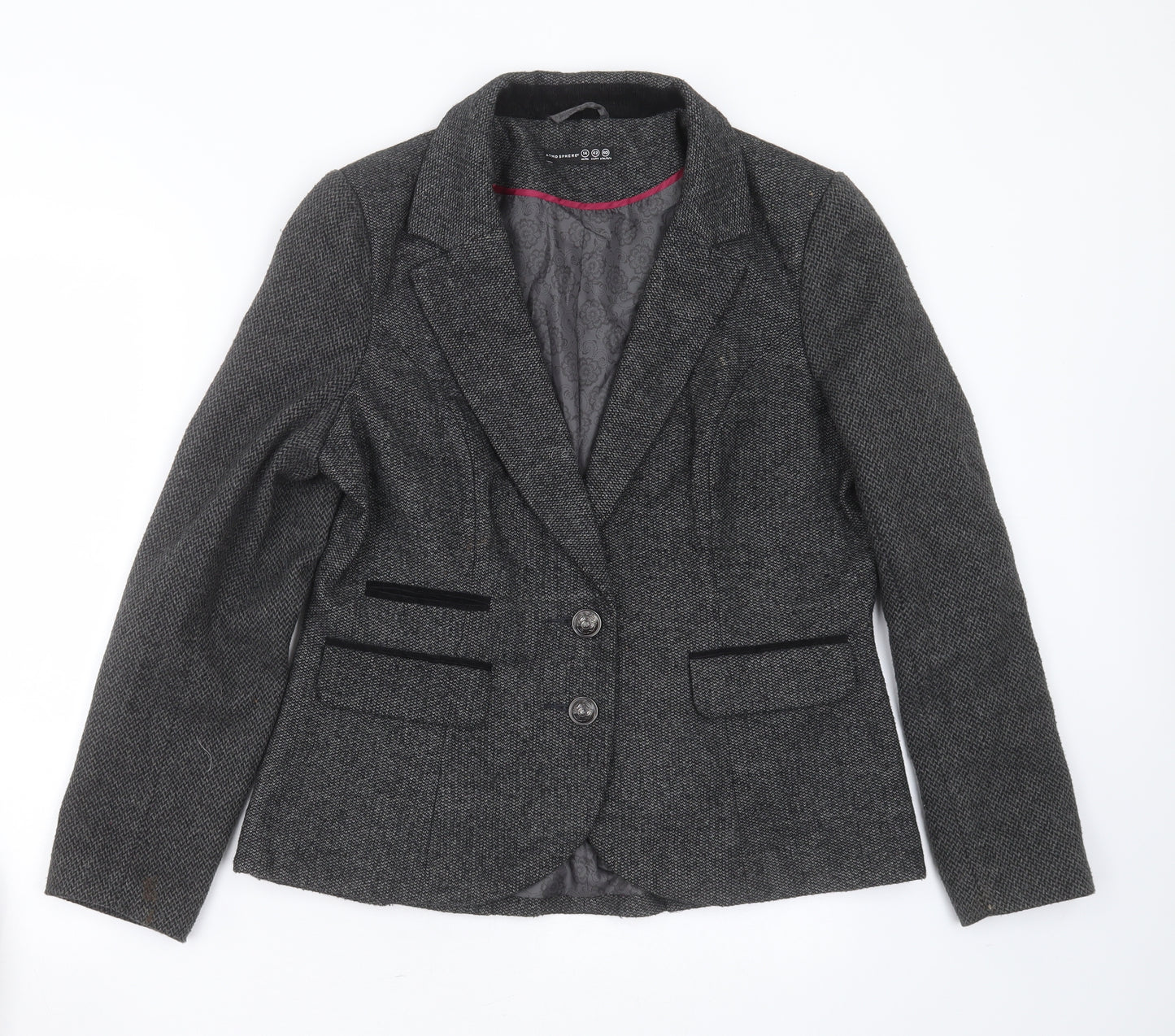 Primark Womens Grey  Polyester Jacket Blazer Size 14