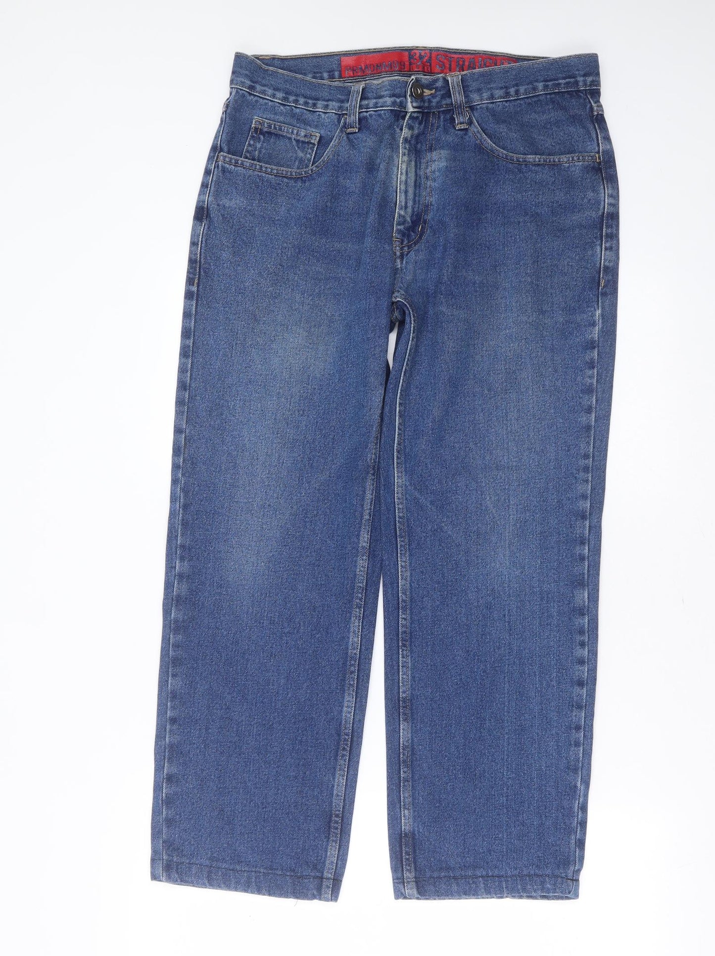 George Mens Blue  Cotton Straight Jeans Size 32 in L27 in Regular Zip