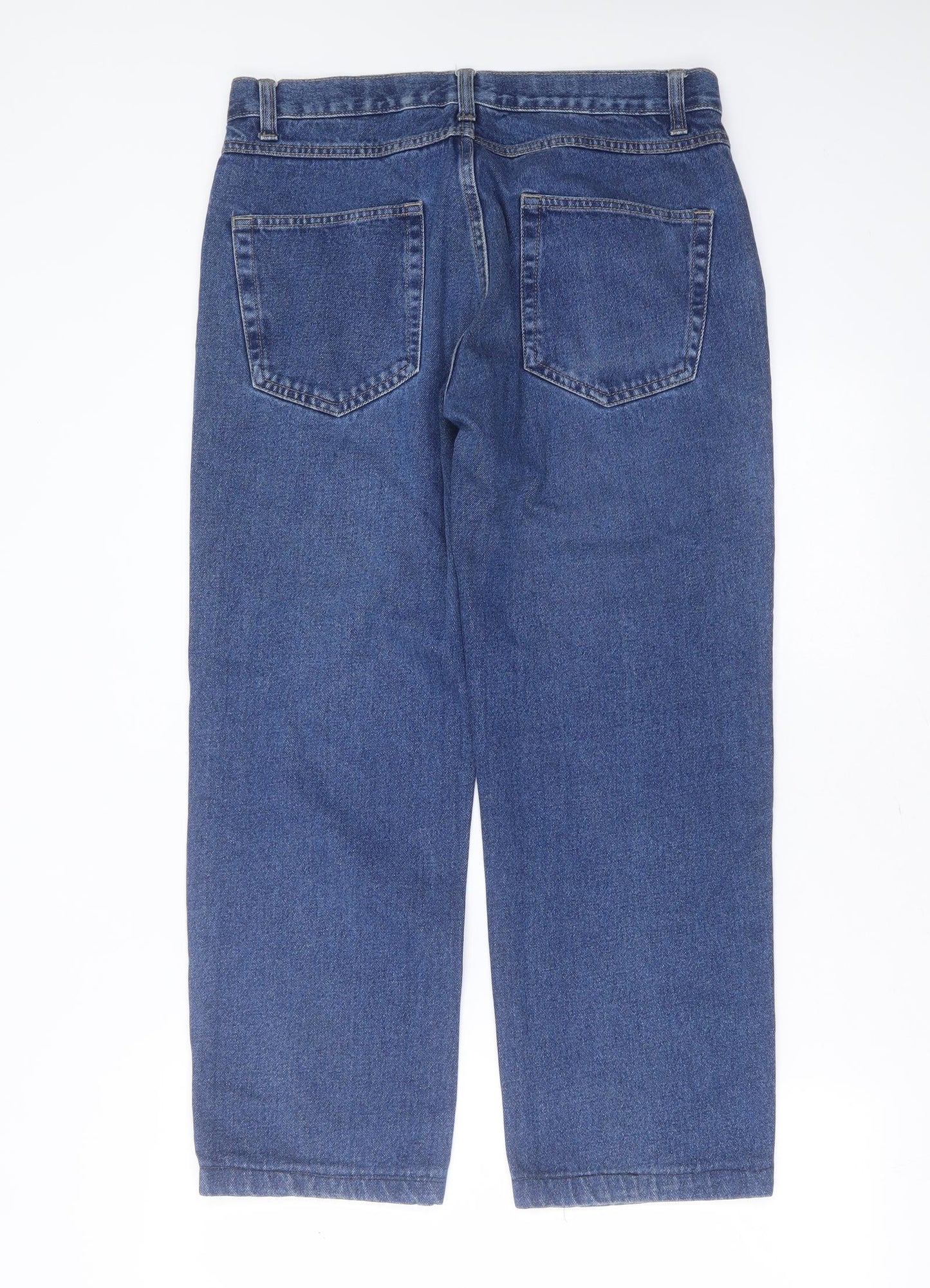 George Mens Blue  Cotton Straight Jeans Size 32 in L27 in Regular Zip