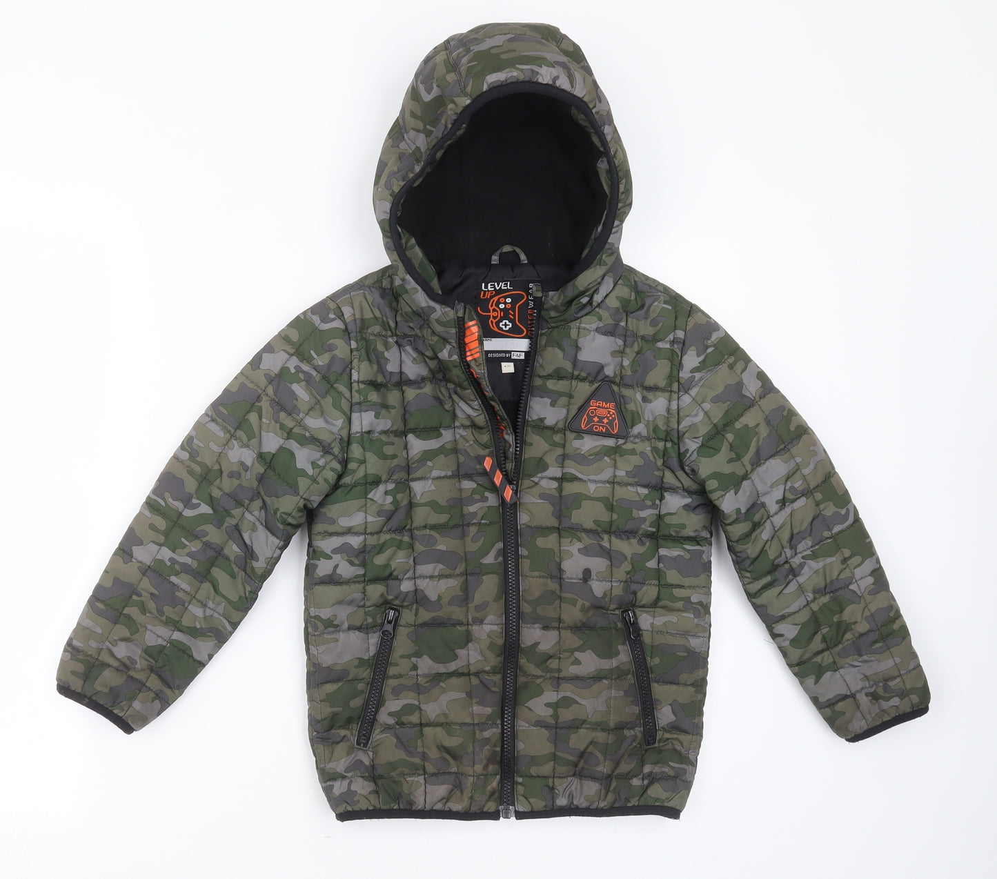 F&F Boys Green Camouflage  Jacket  Size 6-7 Years  Zip