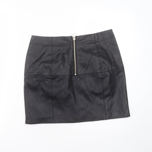 River Island Womens Black  Polyurethane Mini Skirt Size 10    - snake print detail