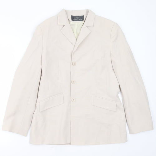 Essentials Womens Beige  Polyester Jacket Suit Jacket Size 14