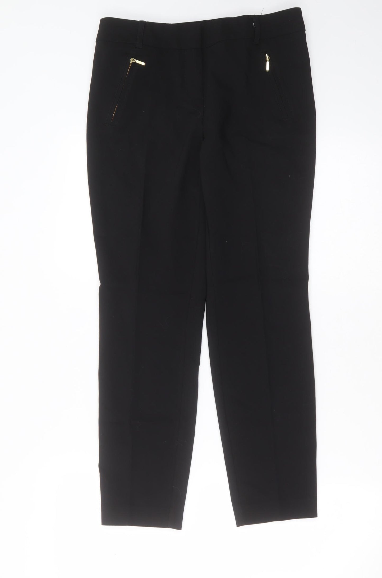 Papaya Womens Black  Cotton Trousers  Size 8 L25 in Slim