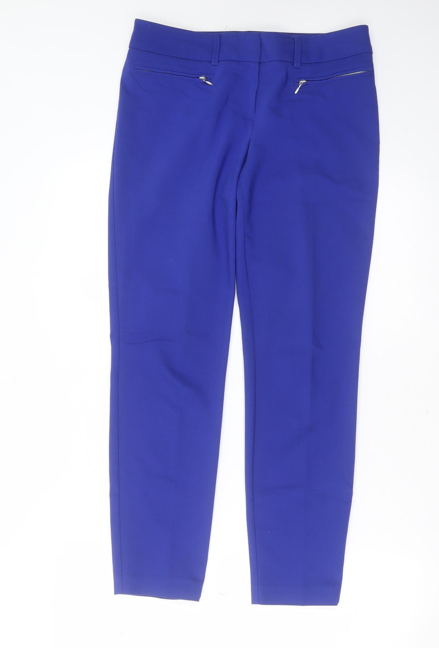 Papaya Womens Blue  Cotton Trousers  Size 8 L26 in Slim