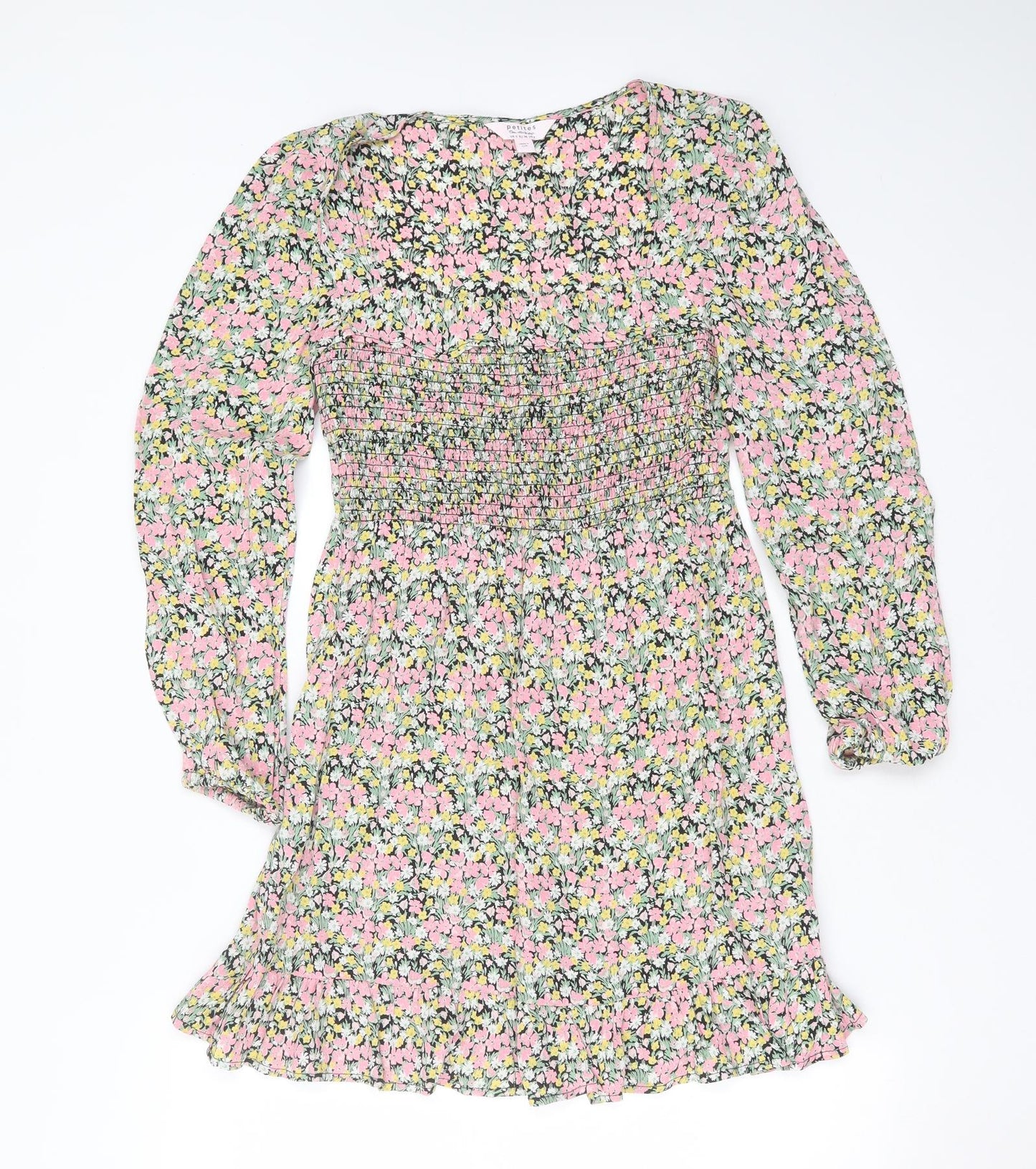 Miss Selfridge Womens Multicoloured Floral Viscose Fit & Flare  Size 6  Square Neck