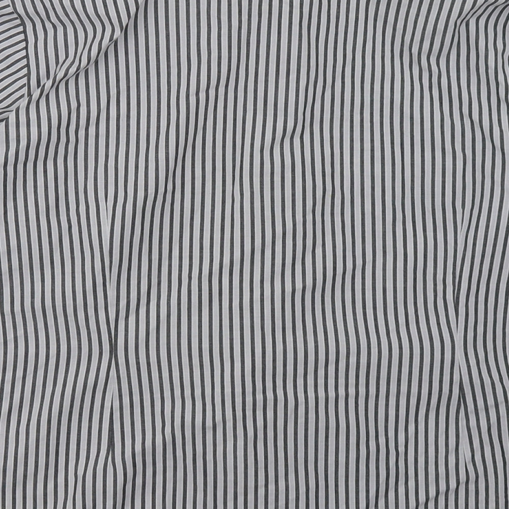Marks and Spencer Womens Grey Striped Polyester Basic Button-Up Size 20 Collared