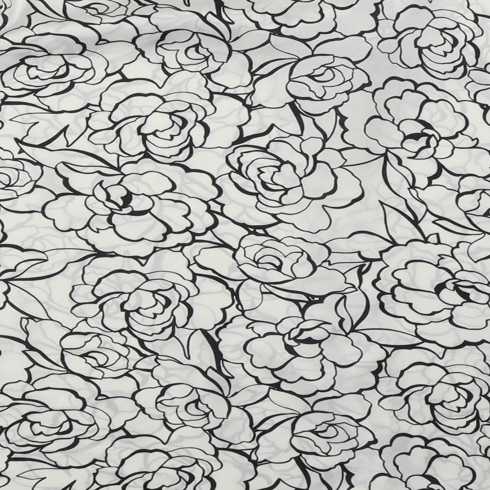 Marks and Spencer Womens White Floral Polyester Basic Button-Up Size 20 Collared