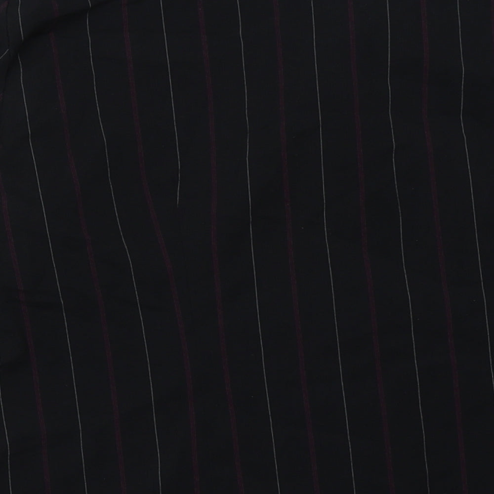 New Look Womens Black Striped Cotton Basic Button-Up Size 18 Collared