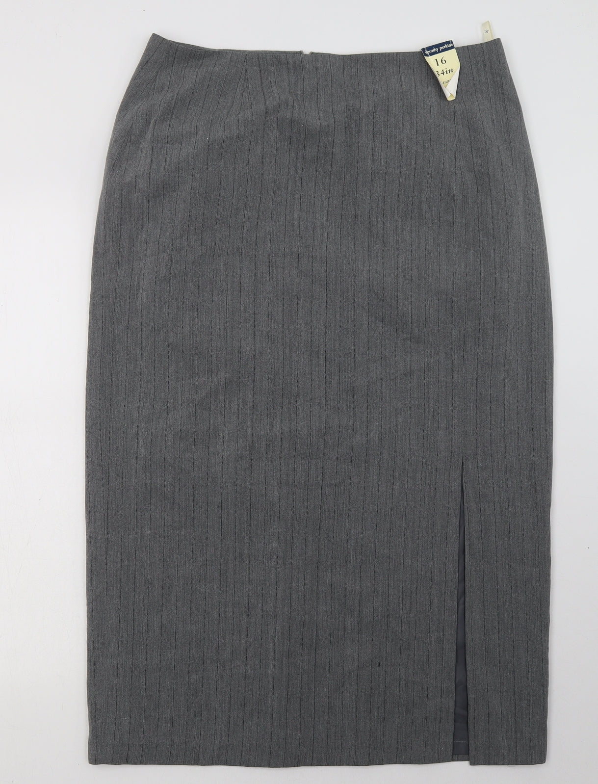Dorothy Perkins Womens Grey Striped Polyester A-Line Skirt Size 16   Zip