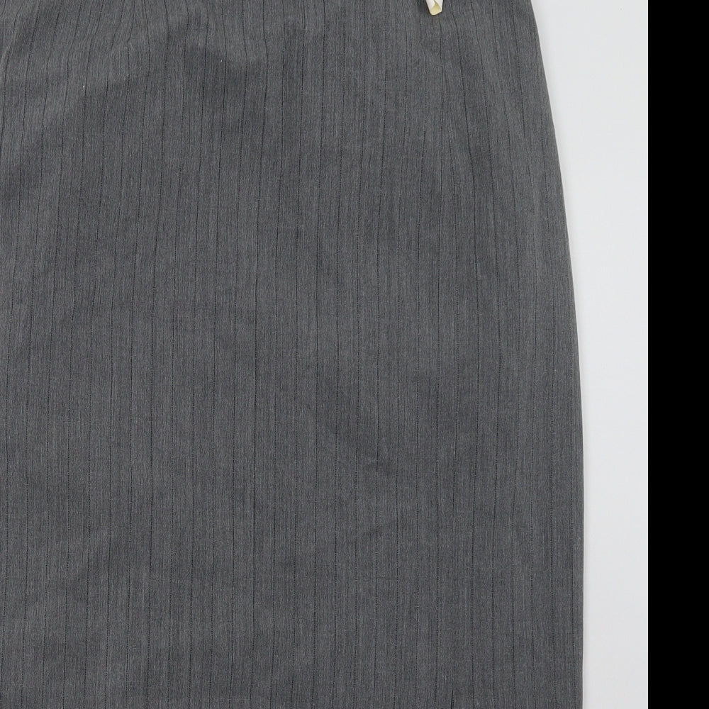 Dorothy Perkins Womens Grey Striped Polyester A-Line Skirt Size 16   Zip