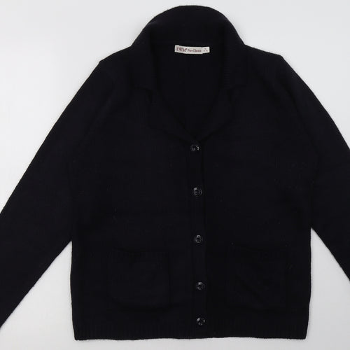EWM Womens Blue V-Neck  Acrylic Cardigan Jumper Size 14