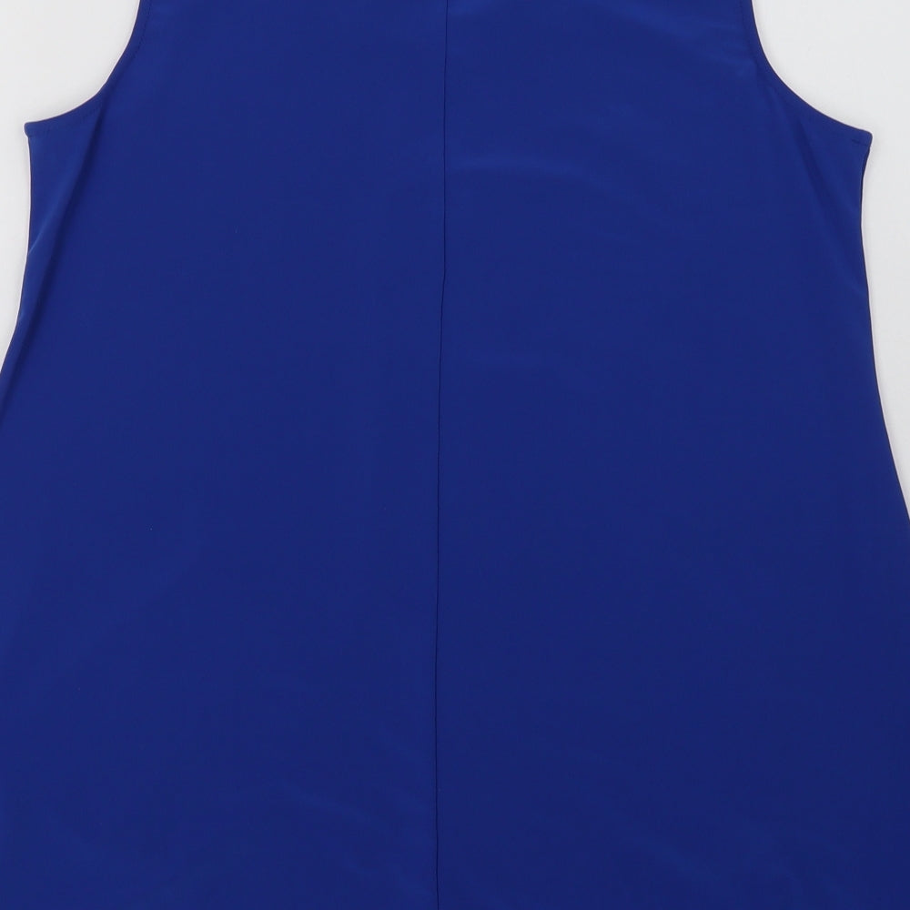 Nina Leonard Womens Blue  Polyester Basic Tank Size M Scoop Neck