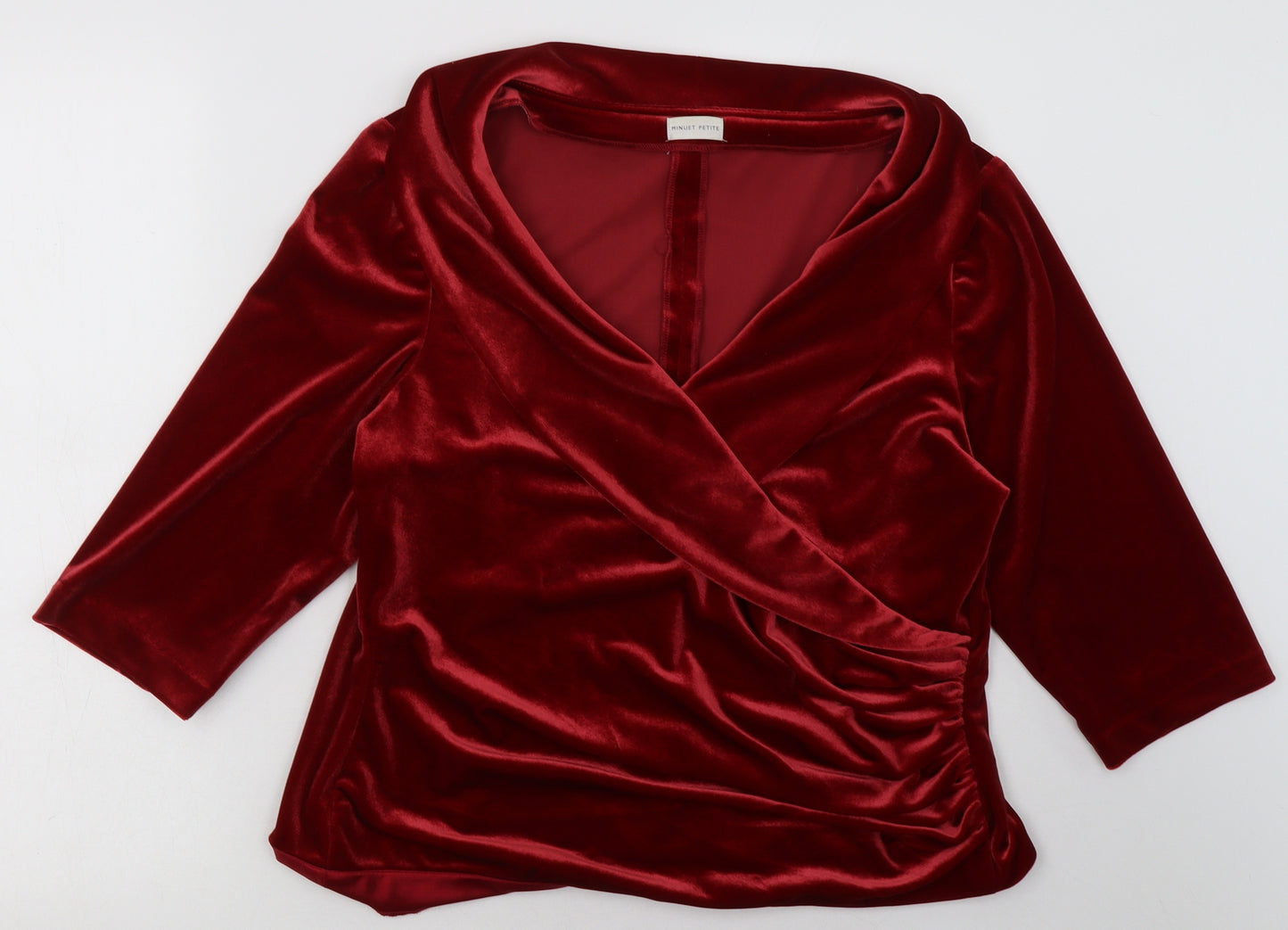 Minuet Womens Red  Polyester Basic Blouse Size 18 V-Neck