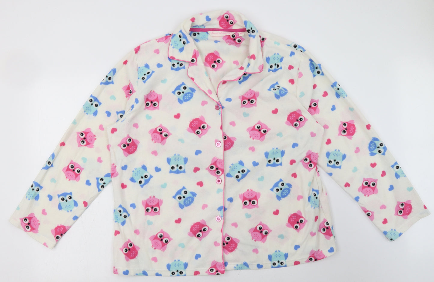 Forever Dreaming Womens Pink Geometric Polyester Capri Pyjama Set Size XL  Button - Owl Print, cropped bottoms