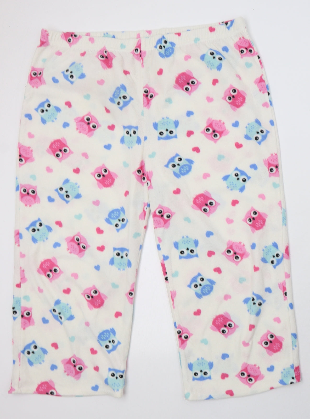 Forever Dreaming Womens Pink Geometric Polyester Capri Pyjama Set Size XL  Button - Owl Print, cropped bottoms