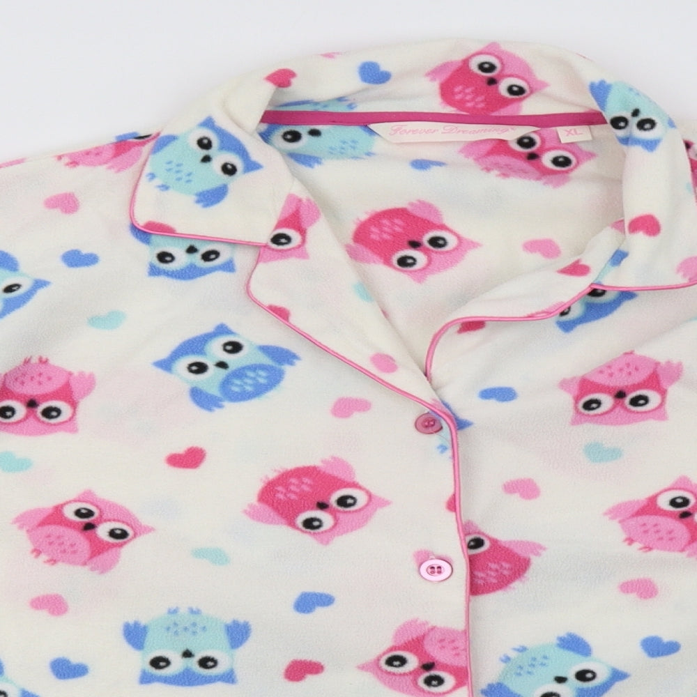 Forever Dreaming Womens Pink Geometric Polyester Capri Pyjama Set Size XL  Button - Owl Print, cropped bottoms