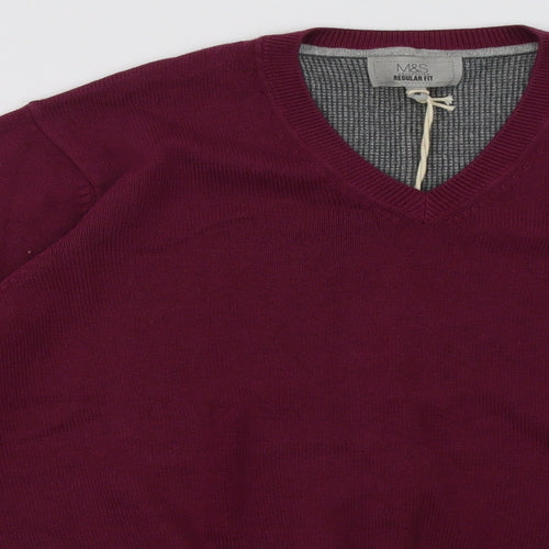 Marks and Spencer Mens Purple  Cotton Pullover Sweatshirt Size M