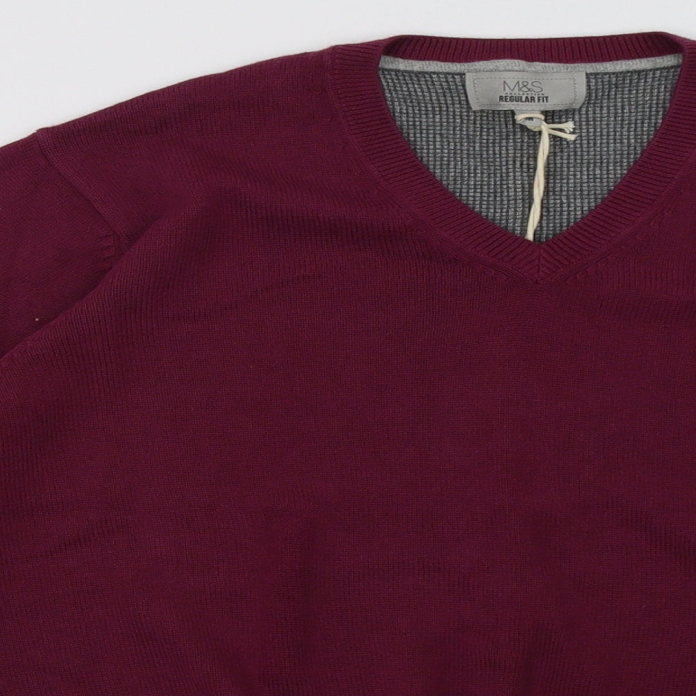 Marks and Spencer Mens Purple  Cotton Pullover Sweatshirt Size M