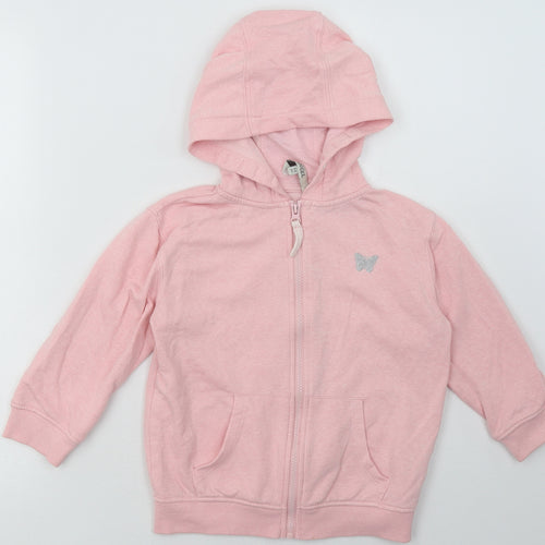 evie angel Girls Pink  Cotton Full Zip Hoodie Size 5-6 Years  Zip